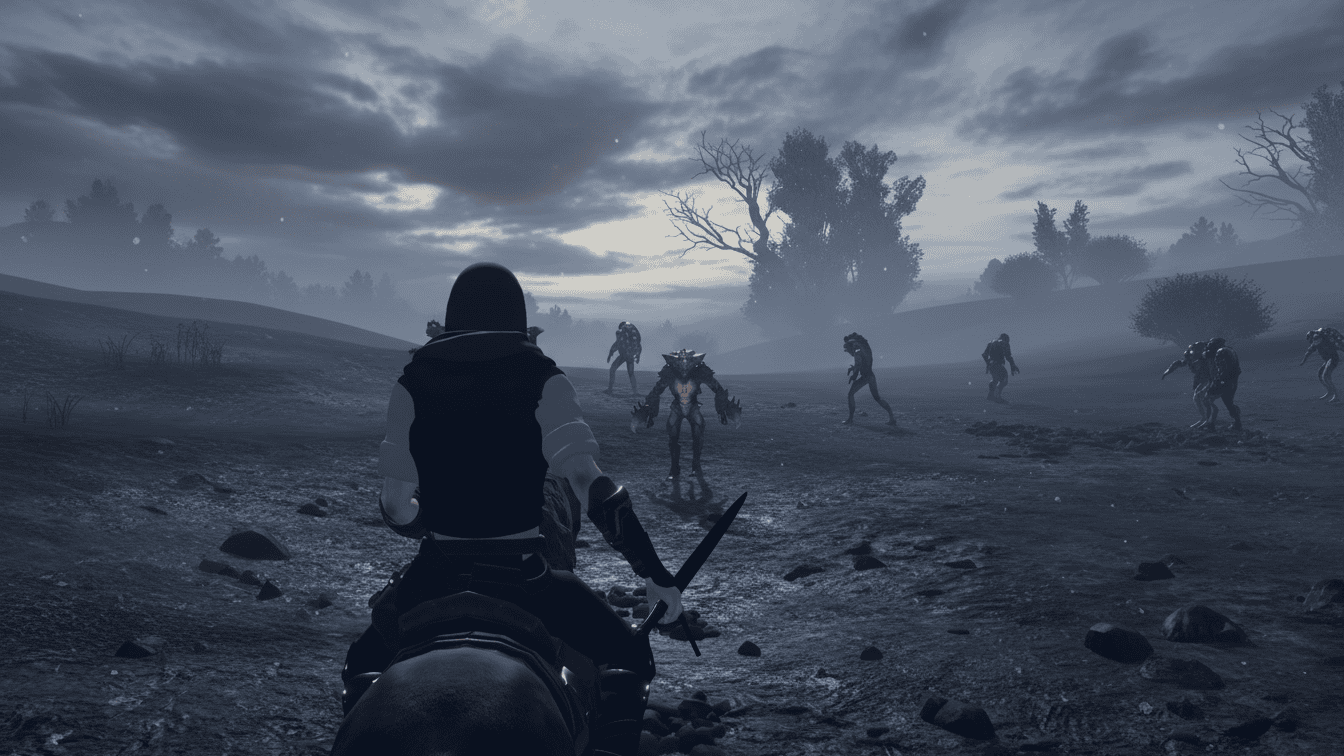 The Last Elf warrior preparing for a real-time sword fight